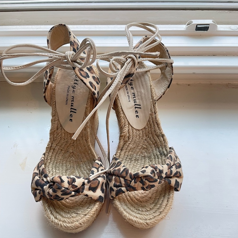 Bettye Mueller leopard espadrille wedge